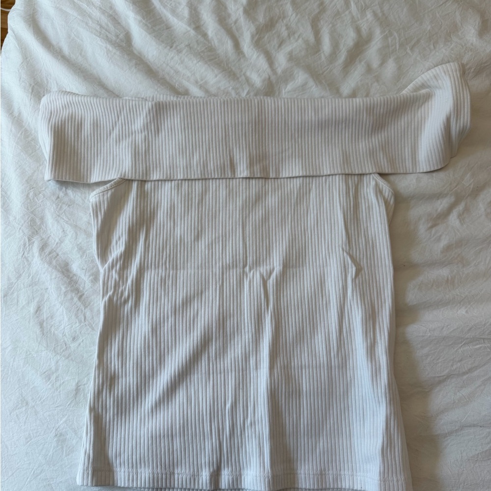 Old Navy White Off-the-Shoulder Ribbed Top